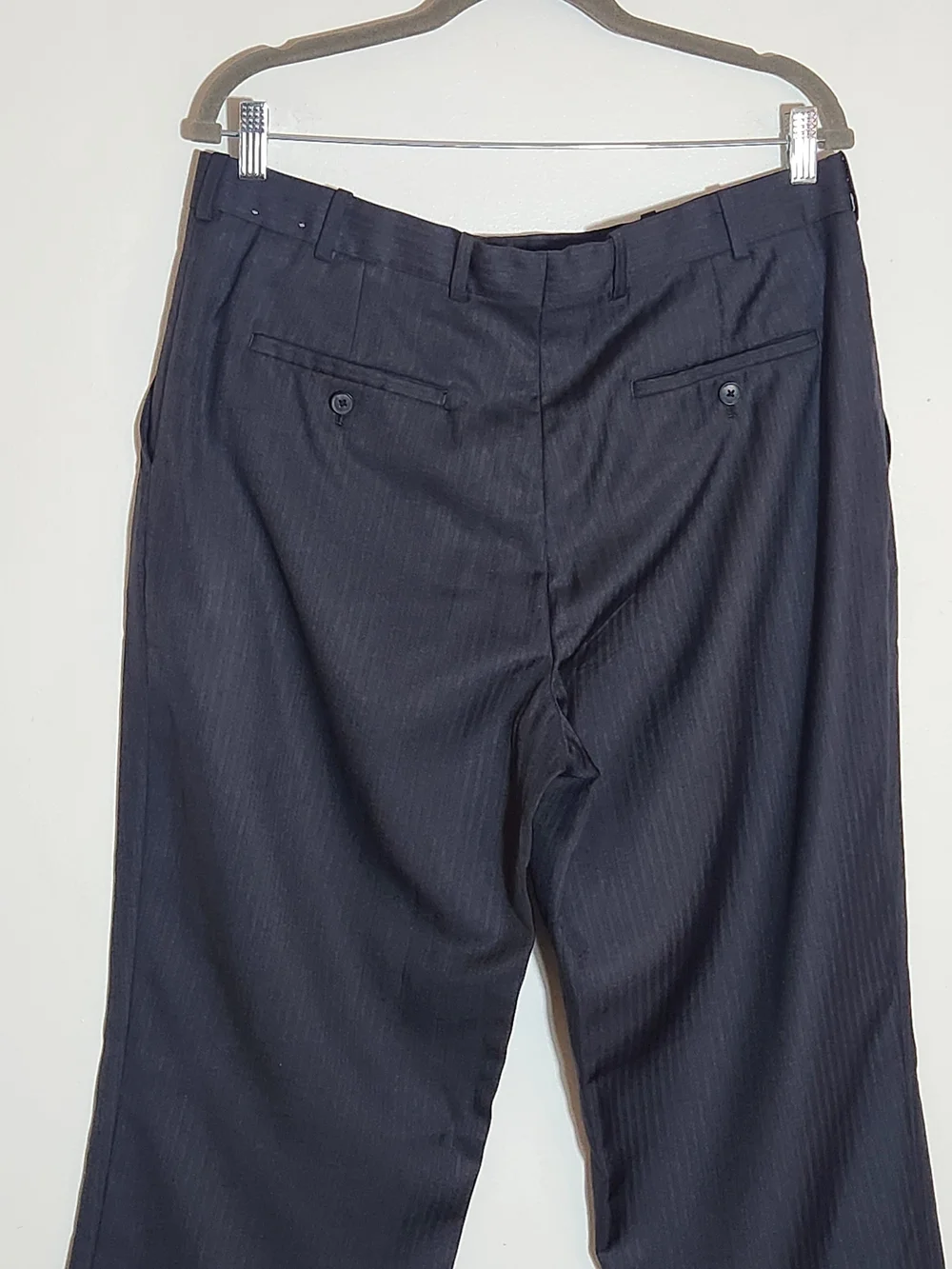 Perry Ellis Charcoal Gray Tonal Stripe Dress Pants Size 34 x 30